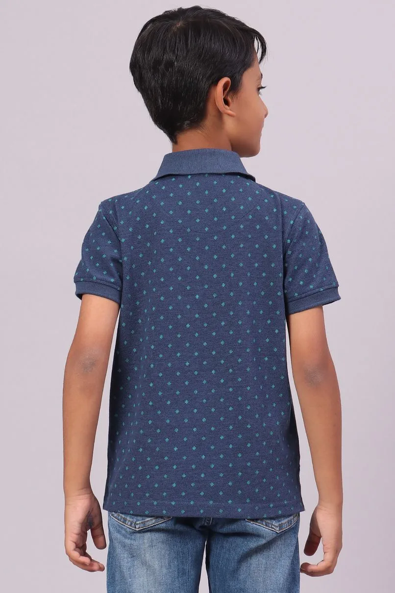 KIDS - Dusty Navy Print Tshirt - Stain Proof