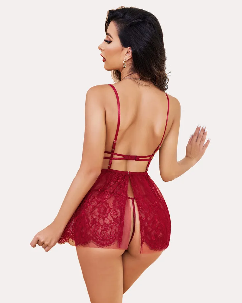 Lace Mesh Nightwear Chemise Nightie