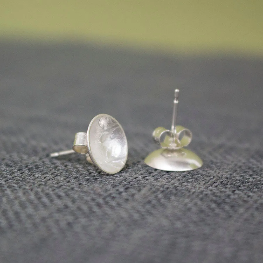 Leaf Cup Silver Stud Earrings