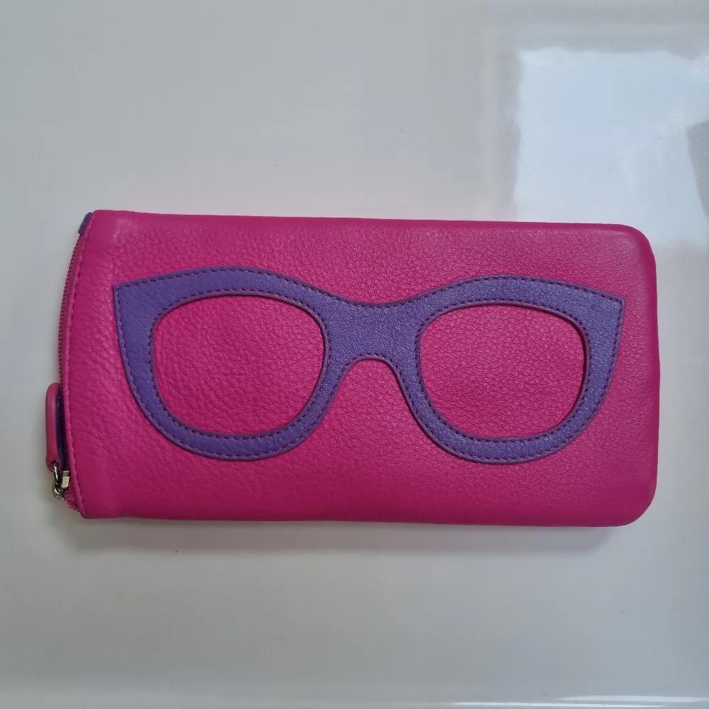 Leather Eyeglass Case with Glass Frame Print