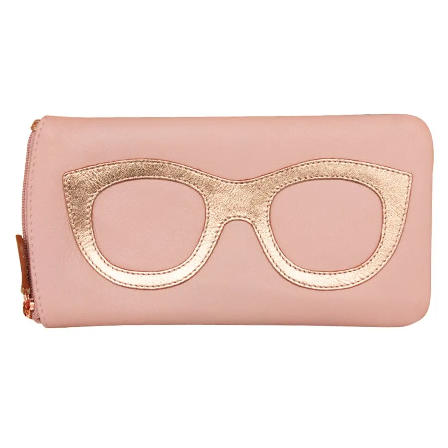 Leather Eyeglass Case with Glass Frame Print