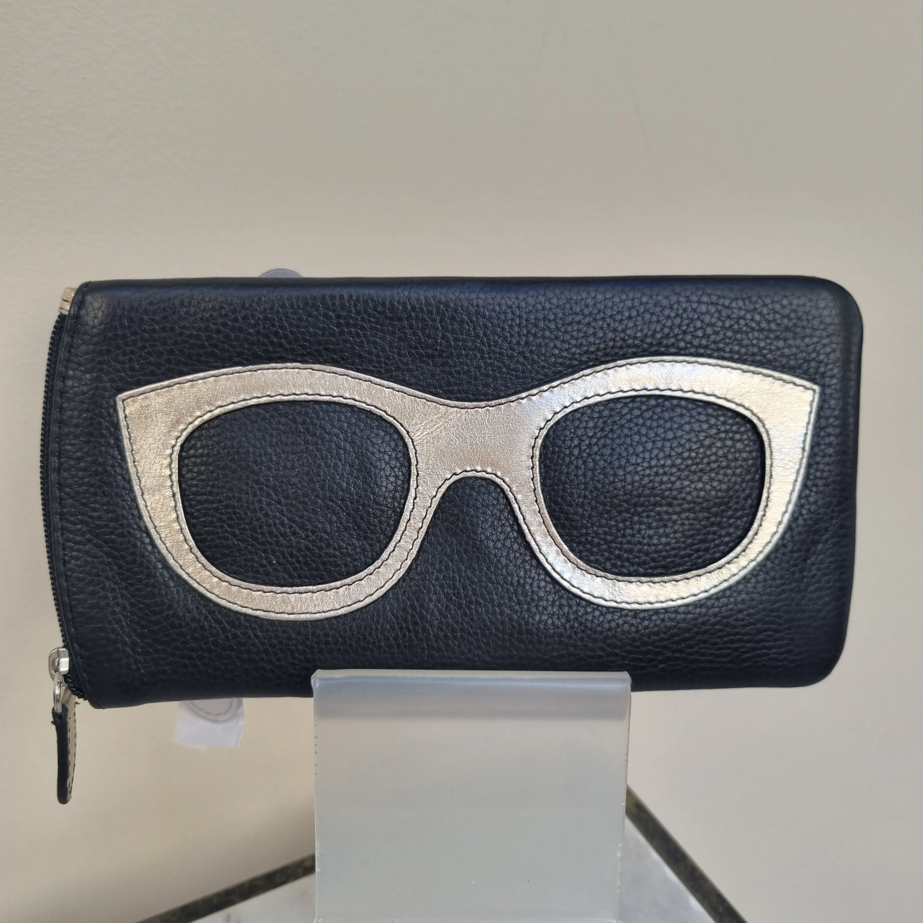 Leather Eyeglass Case with Glass Frame Print