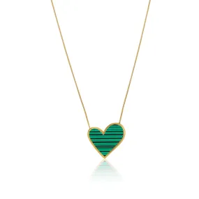 Marble Heart Pendant Necklace - Gold/Green