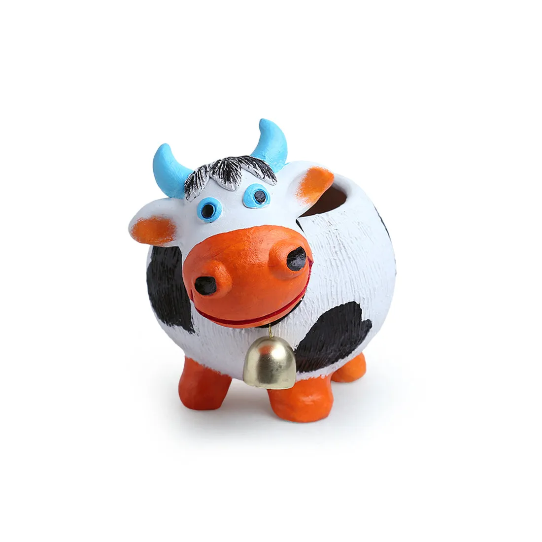 'Playful Cow' Handmade & Handpainted Terracotta Planter Pot (8 Inch)