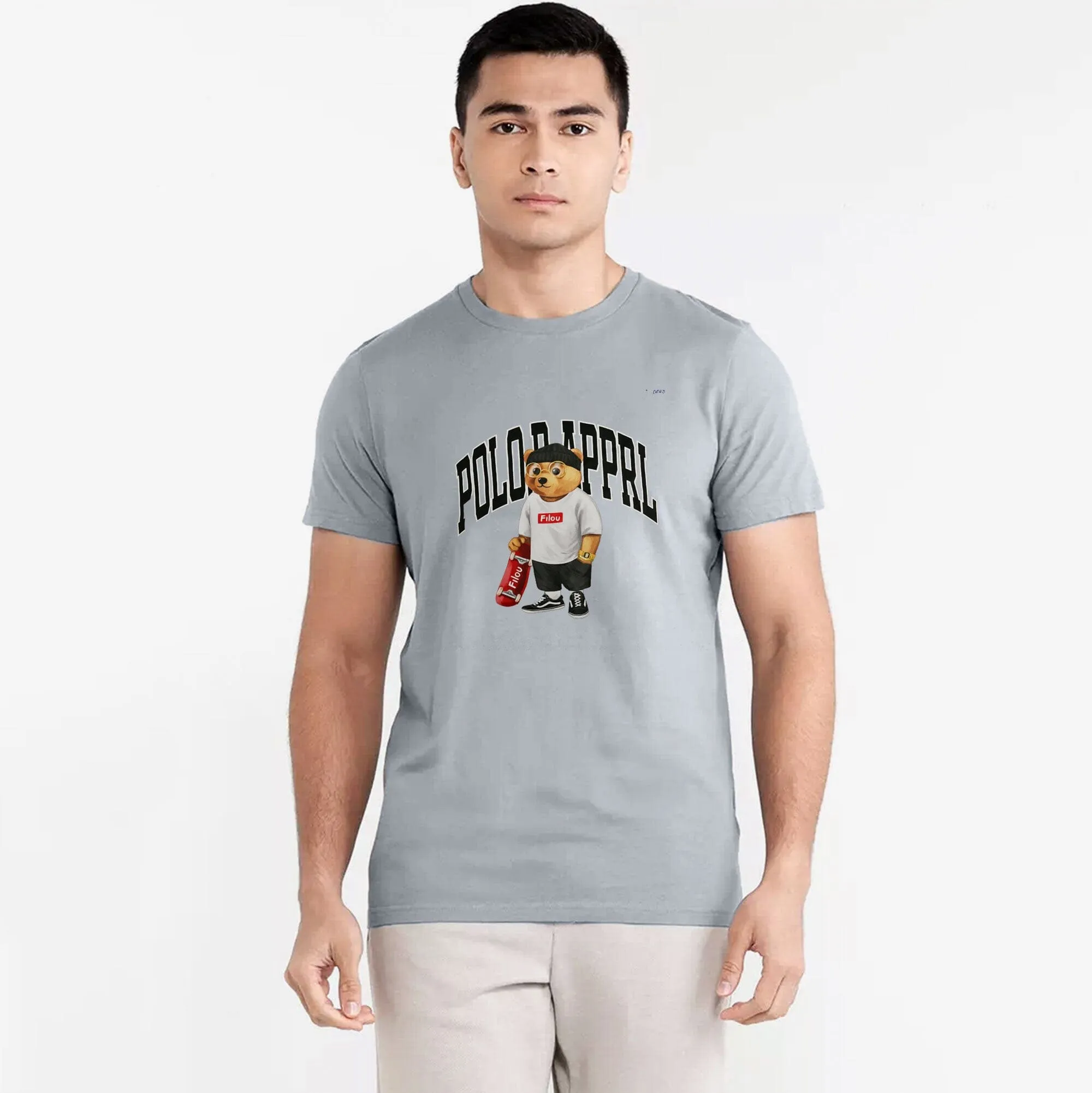 Polo Republica Men's Bear Printed Crew Neck Tee Shirt