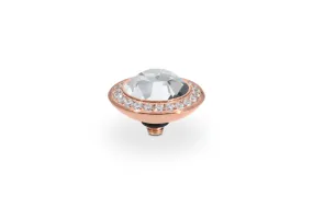 Qudo Rose Gold Plated Stainless Steel Tondo Deluxe 13mm Top in Crystal