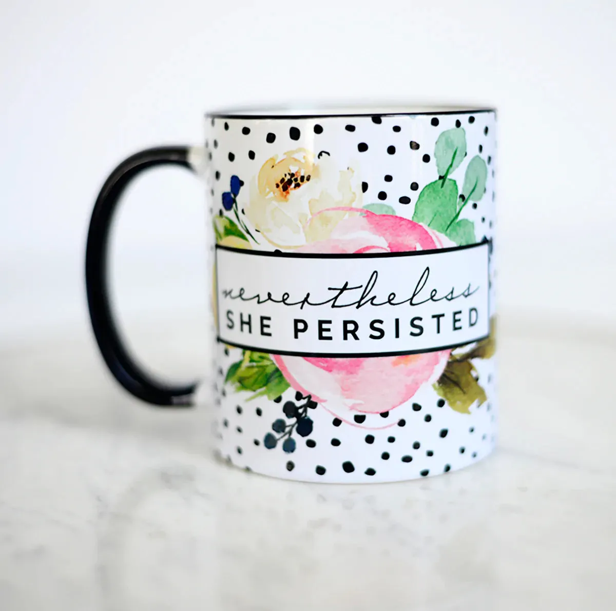 "Nevertheless She Persisted" Floral Mug