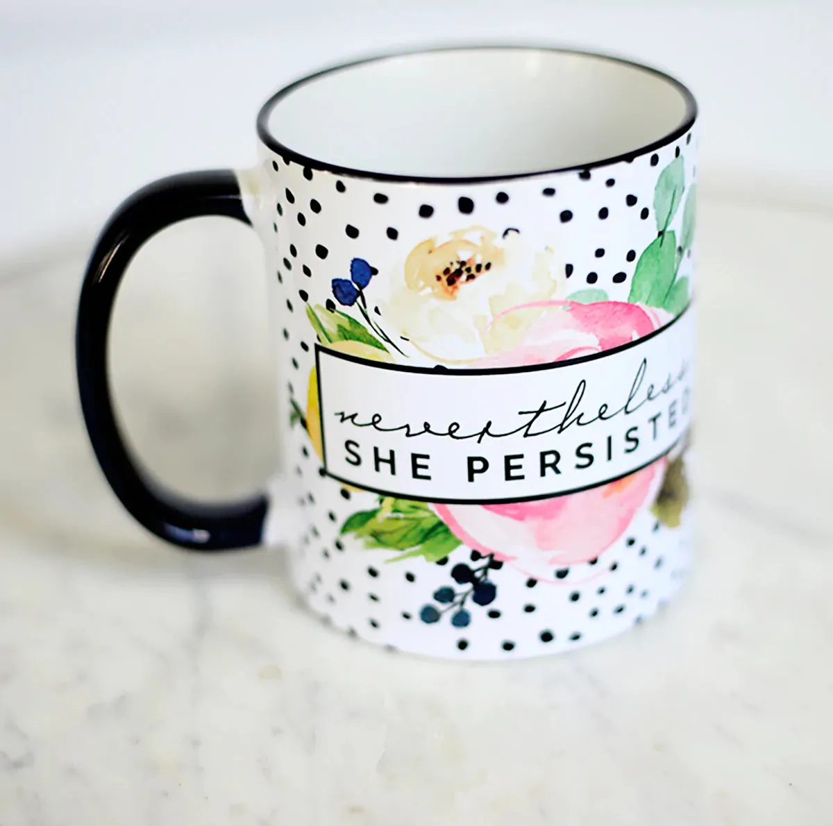 "Nevertheless She Persisted" Floral Mug