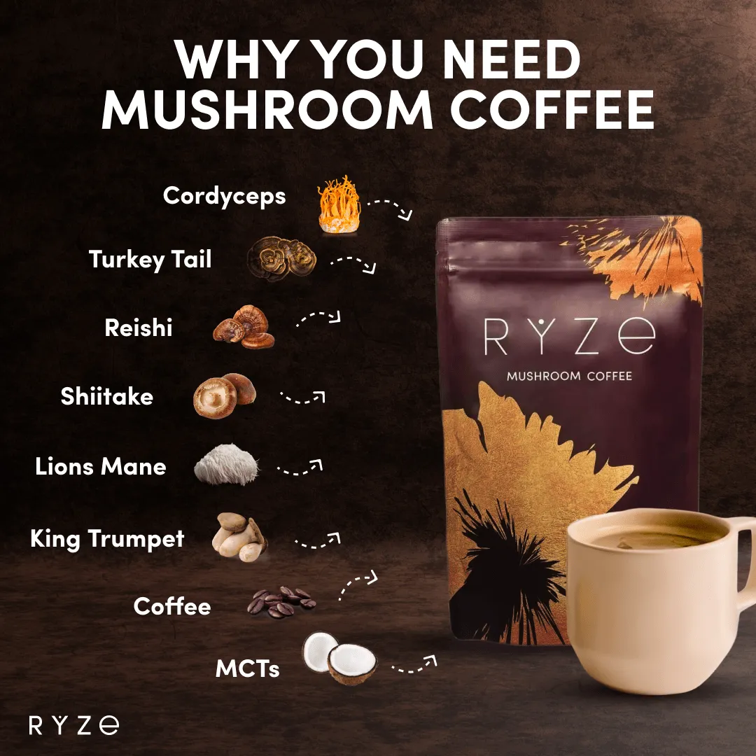 RYZE Organic Mushroom Coffee (60 servings)