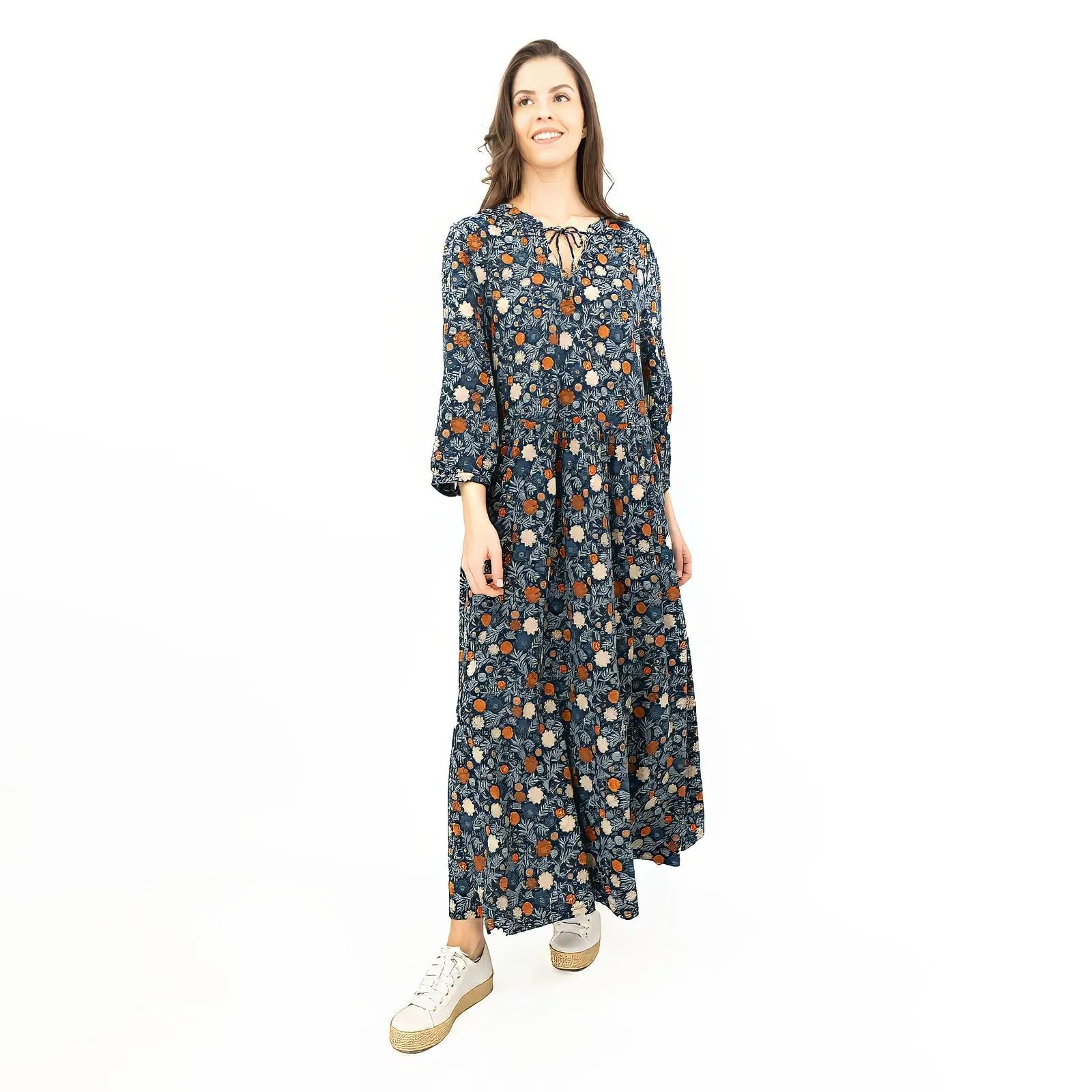 Seasalt Floral Navy Jersey Ankle Length Dress