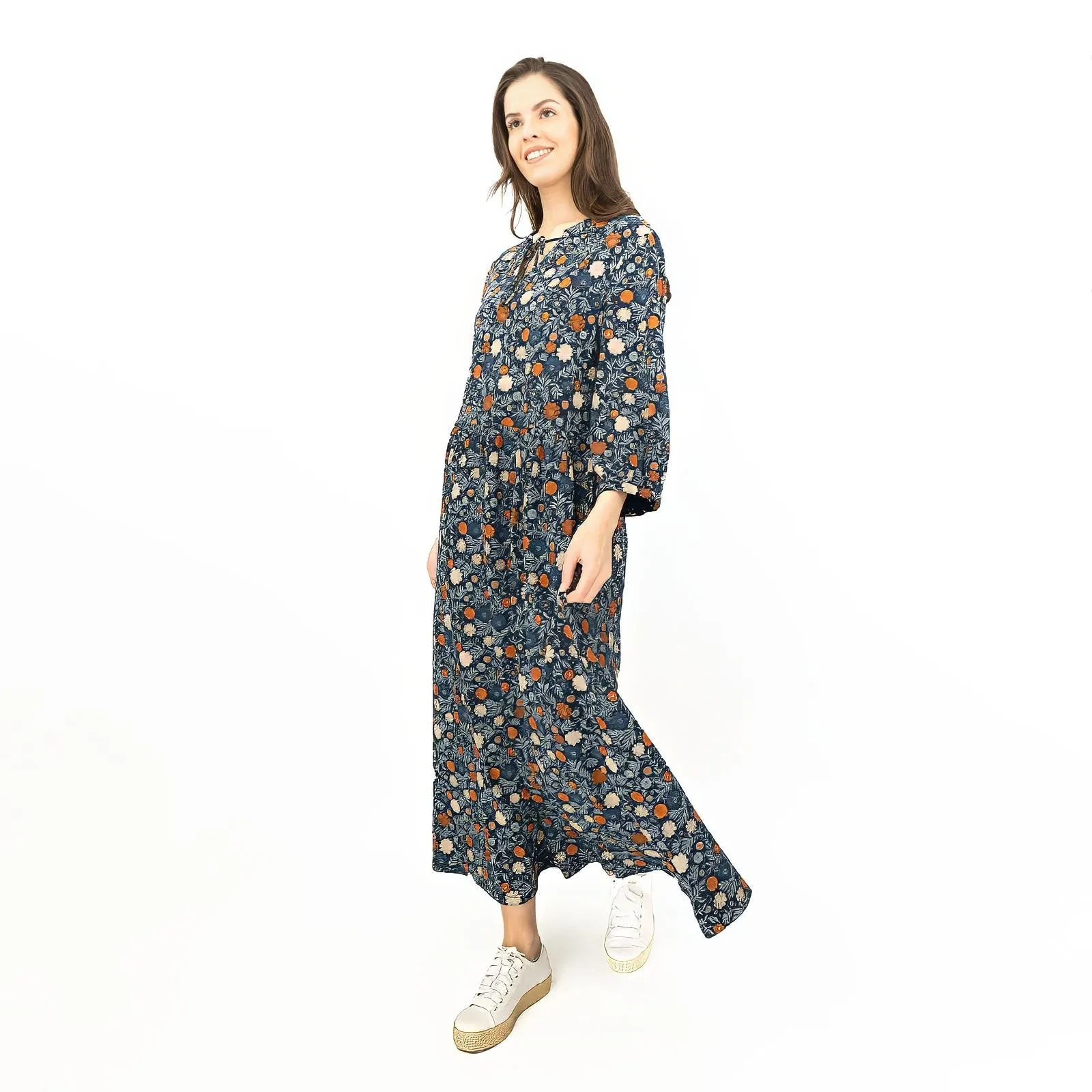 Seasalt Floral Navy Jersey Ankle Length Dress