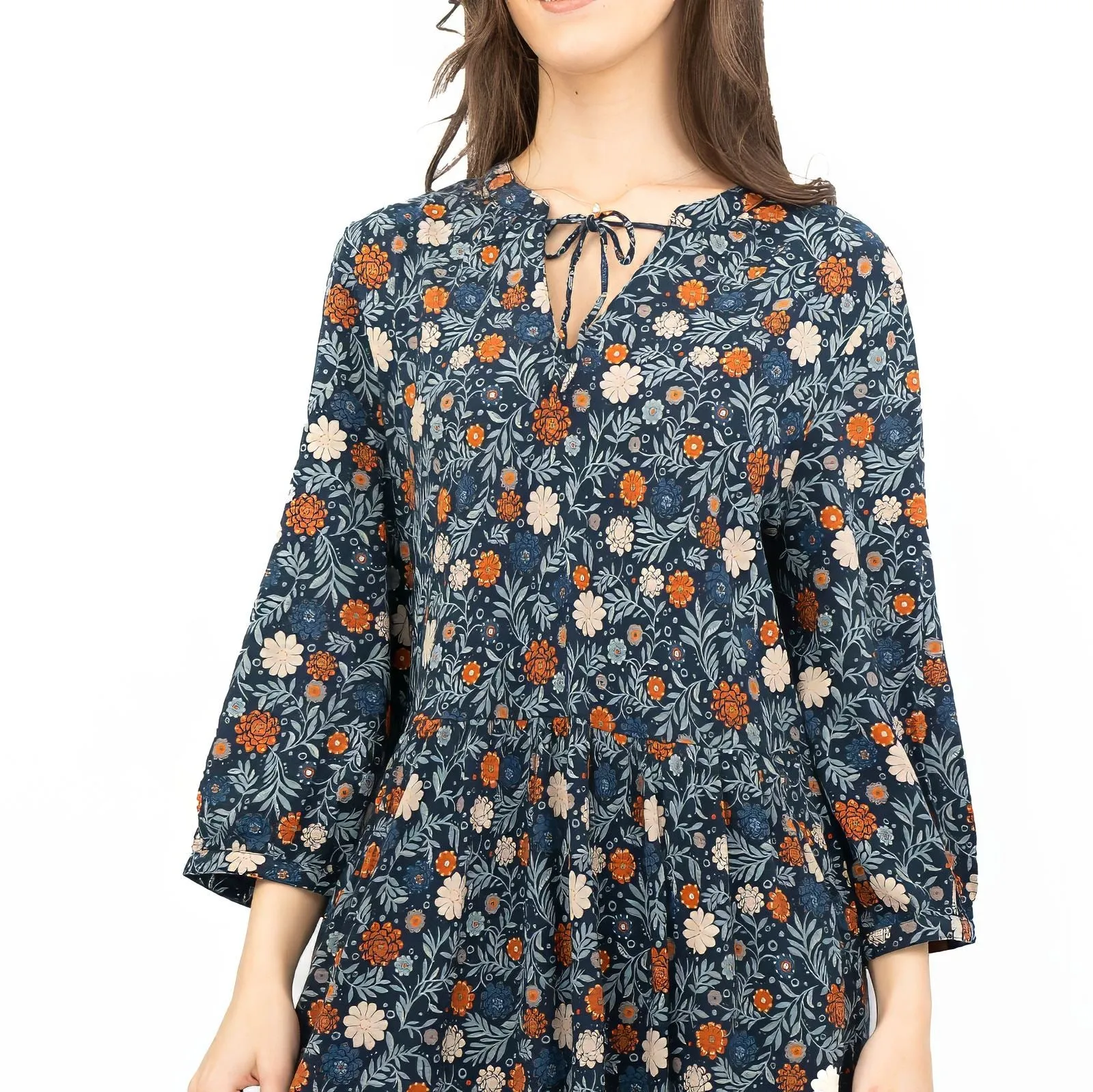 Seasalt Floral Navy Jersey Ankle Length Dress