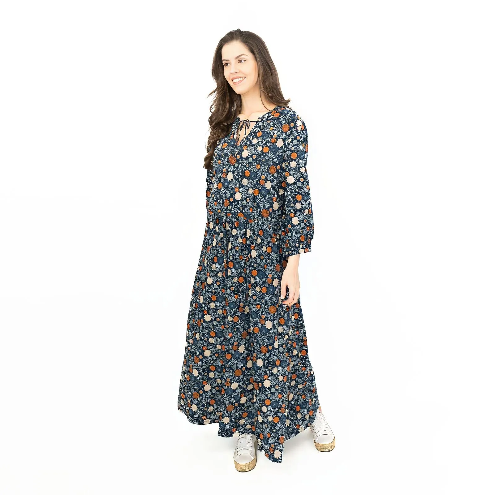 Seasalt Floral Navy Jersey Ankle Length Dress