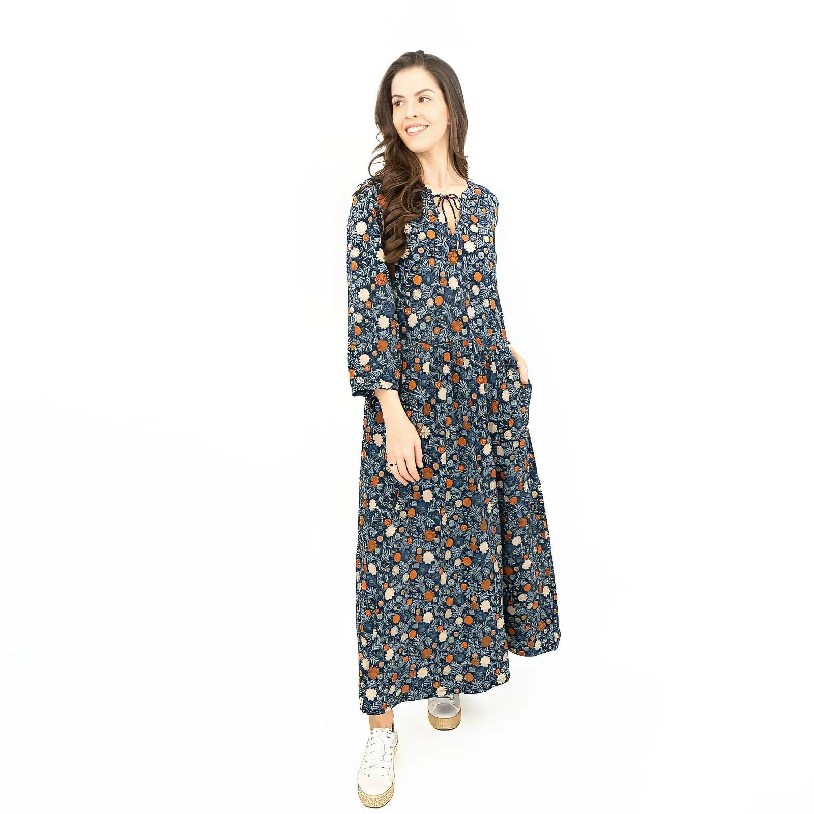 Seasalt Floral Navy Jersey Ankle Length Dress