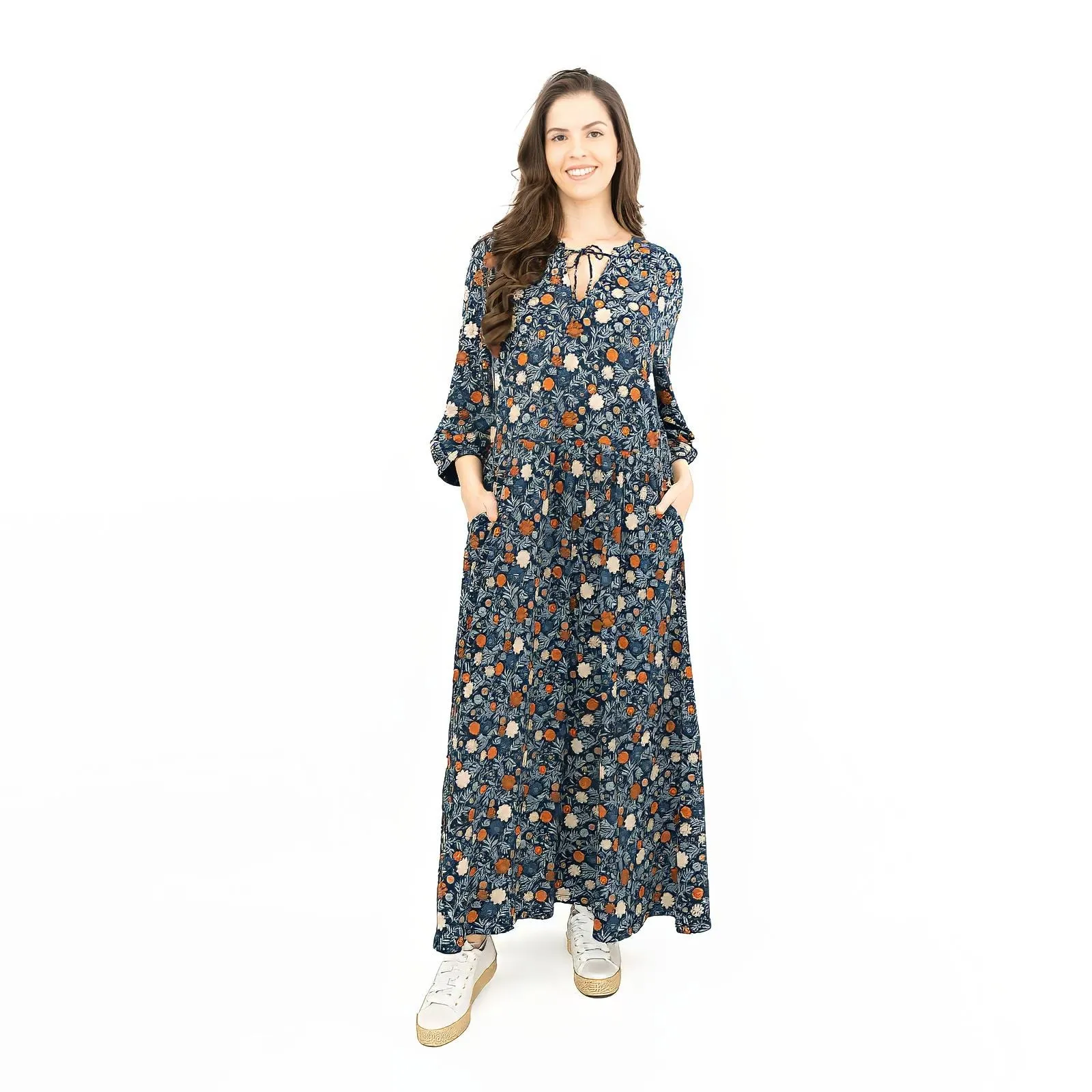 Seasalt Floral Navy Jersey Ankle Length Dress