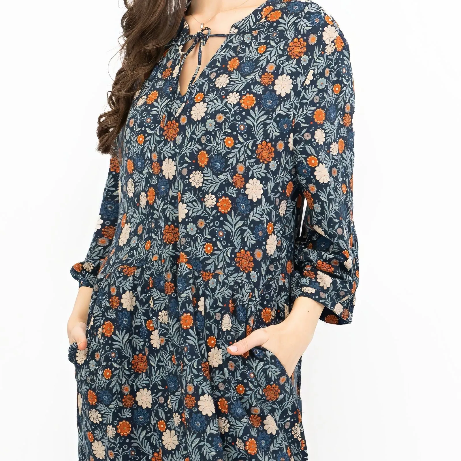 Seasalt Floral Navy Jersey Ankle Length Dress