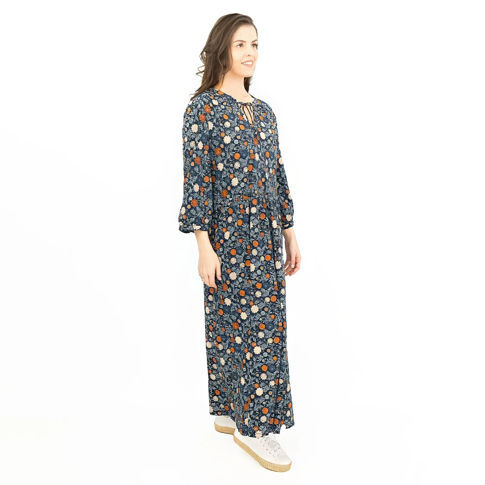 Seasalt Floral Navy Jersey Ankle Length Dress