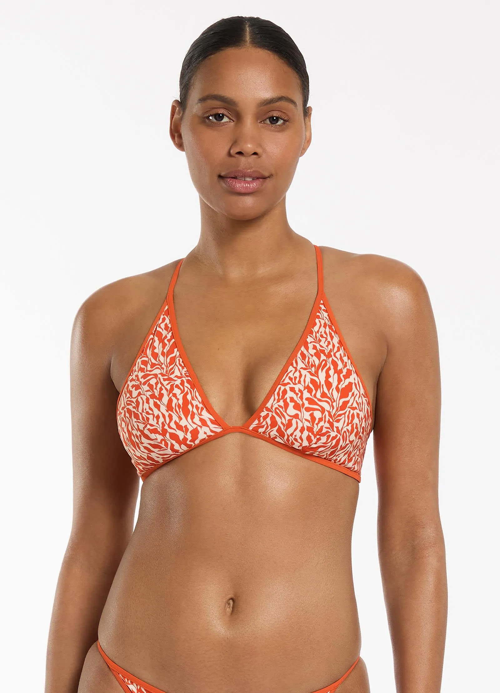 Sereno Ditsy Tie Back Bikini Top - Coral