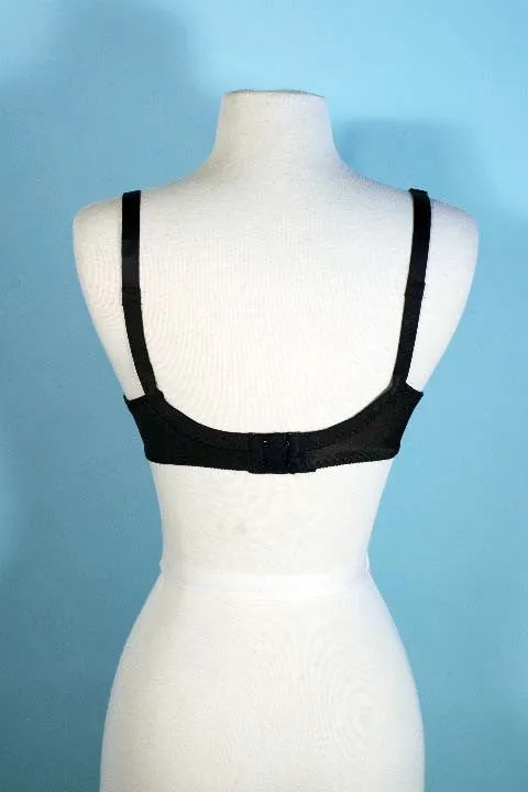 SOLD Vintage 70s Sheer Black Lace Vassarette Bra, Lingerie 34C