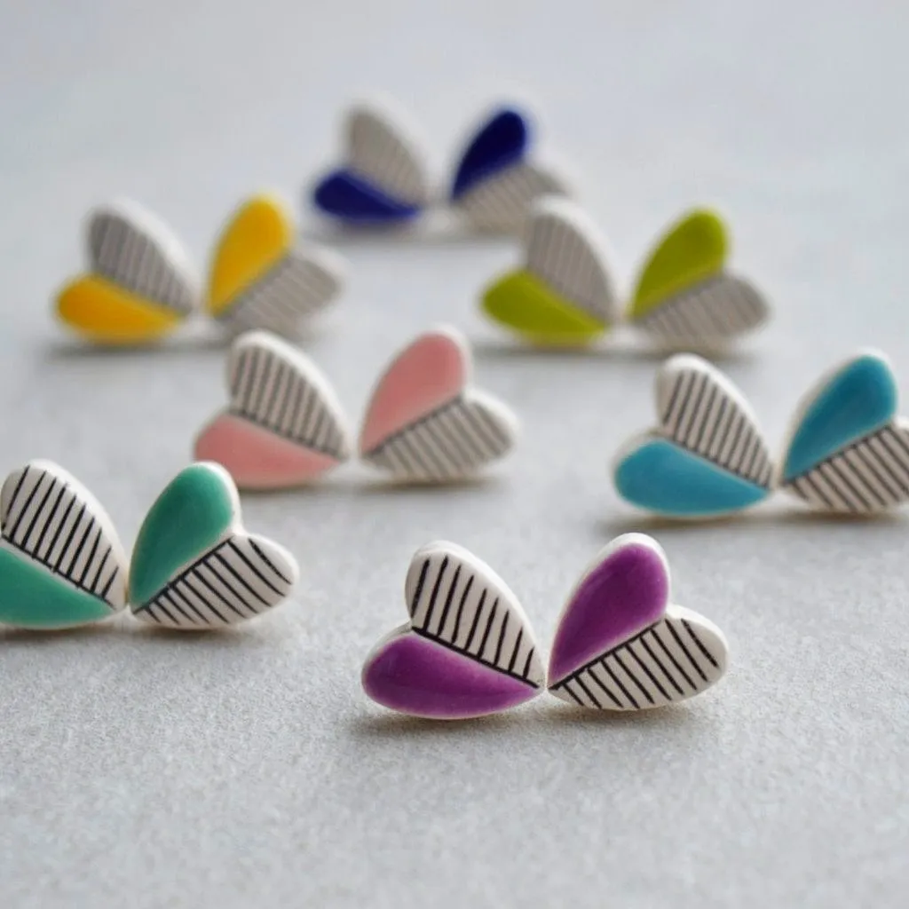 Stud earrings - Geometric hearts