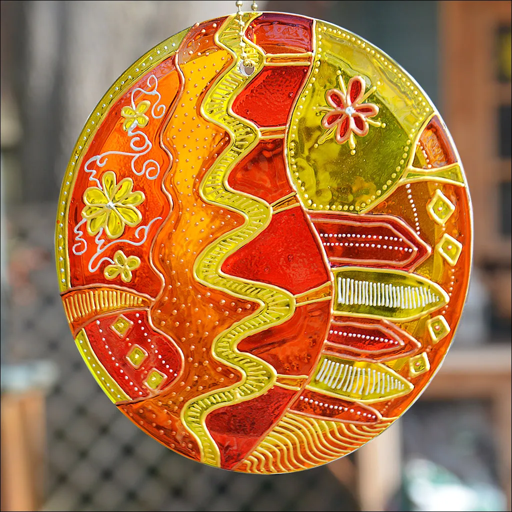 Sunshine Yellow Folk Art Suncatcher