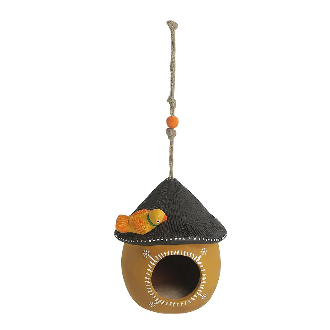 'Swinging Cottage' Handpainted Terracotta Bird House (6 Inch)