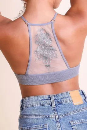 tattoo racerback bralette - grey