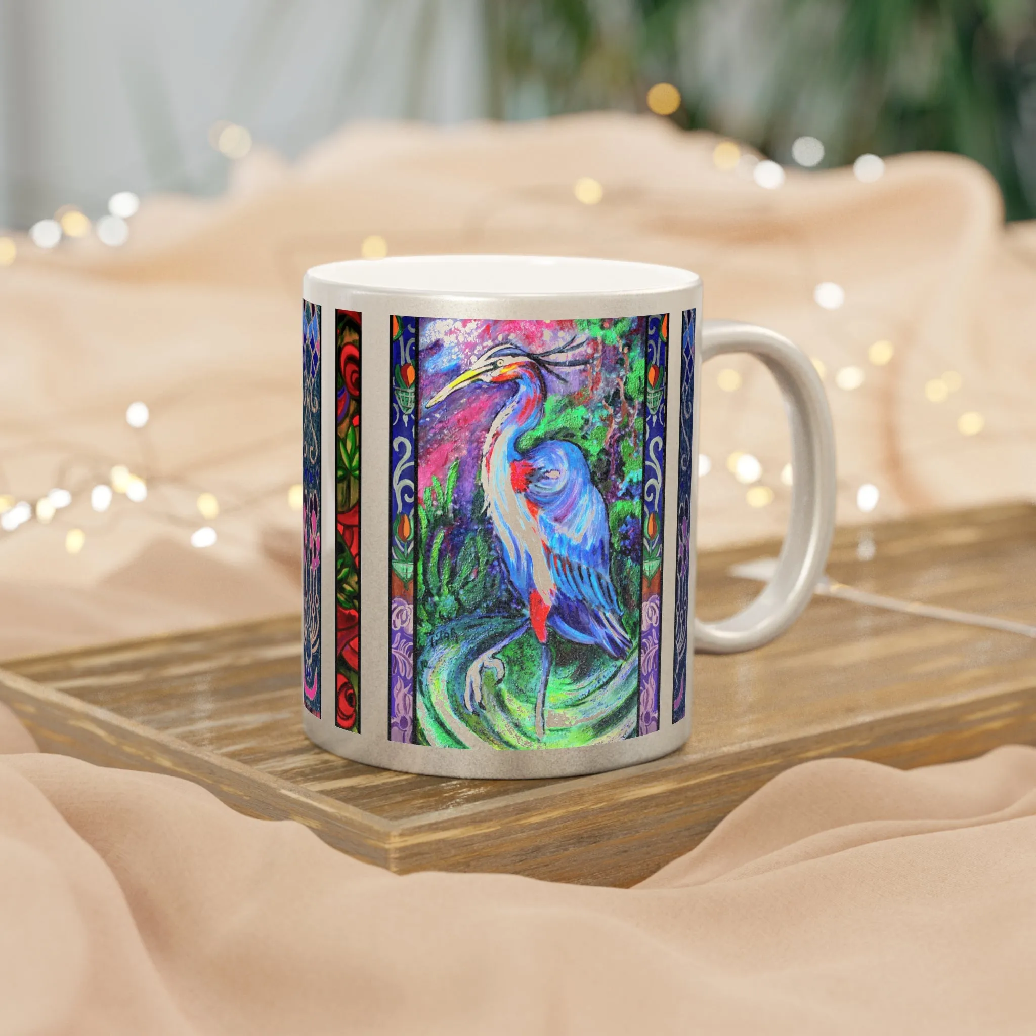 Two Heron's Silver-Coated Mug