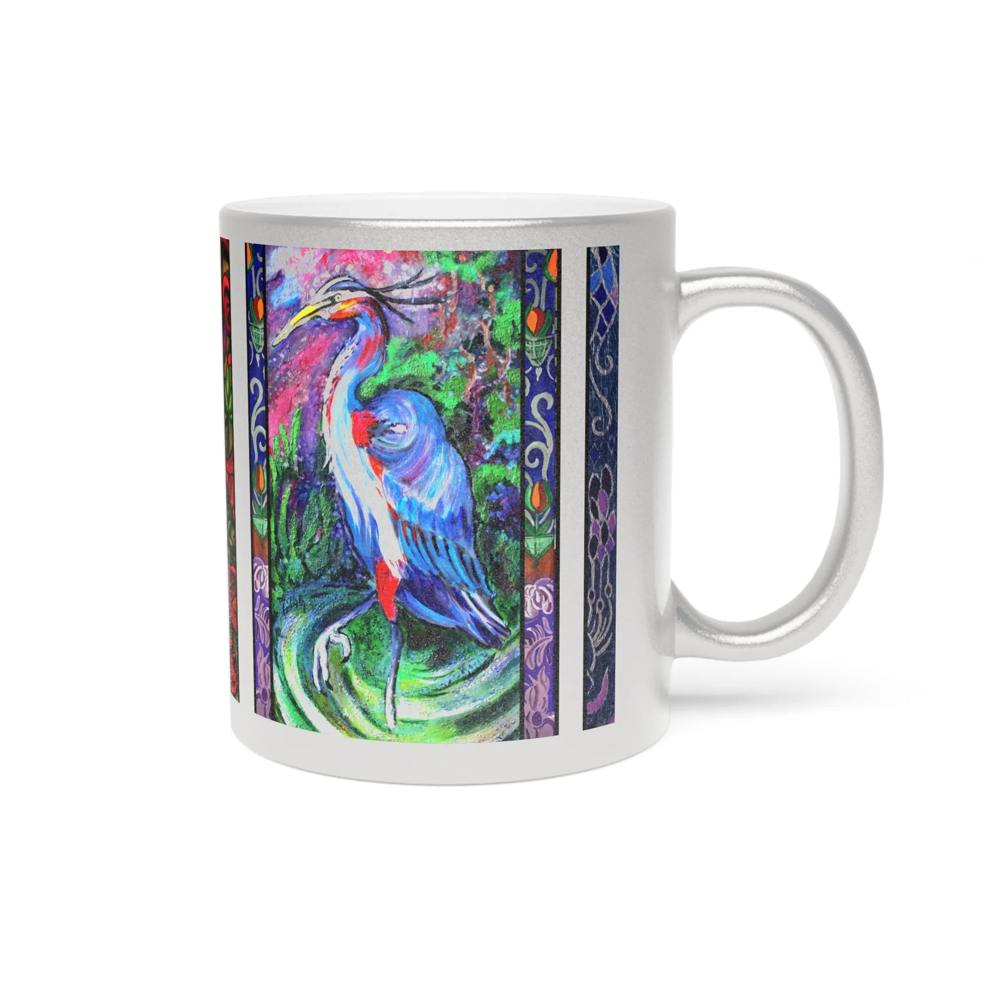 Two Heron's Silver-Coated Mug