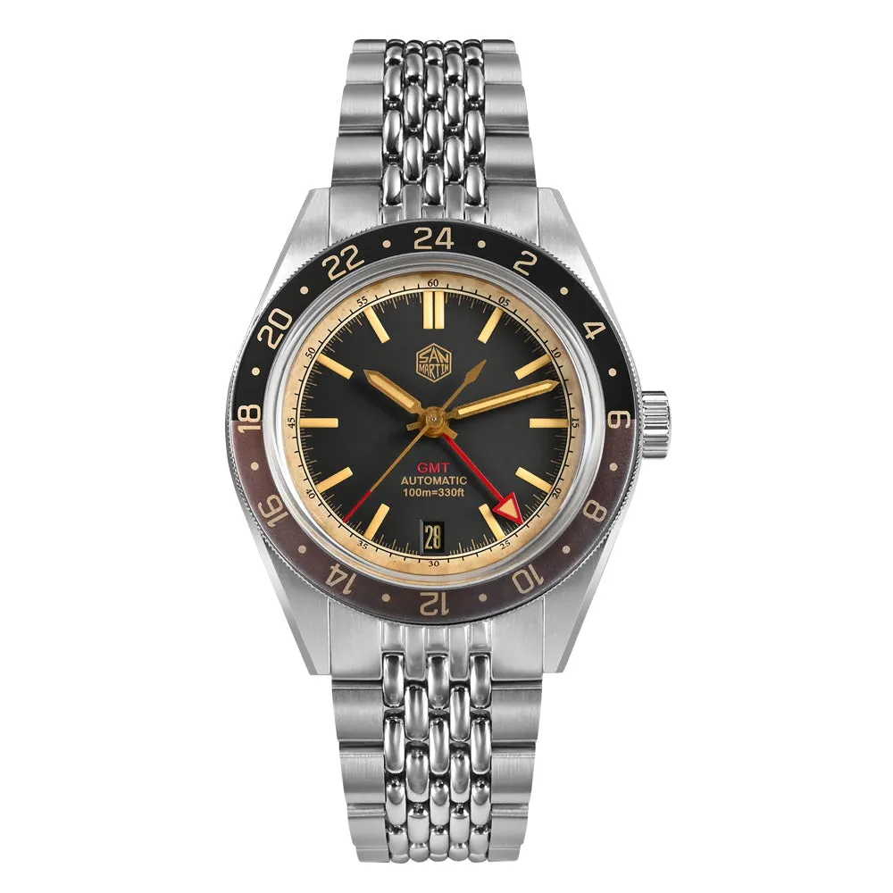 ★Weekly Deals★San Martin Vintage Style NH34 GMT Men Watch SN0116G-V6