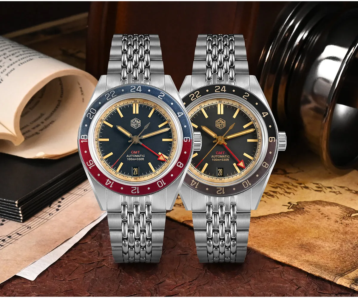 ★Weekly Deals★San Martin Vintage Style NH34 GMT Men Watch SN0116G-V6