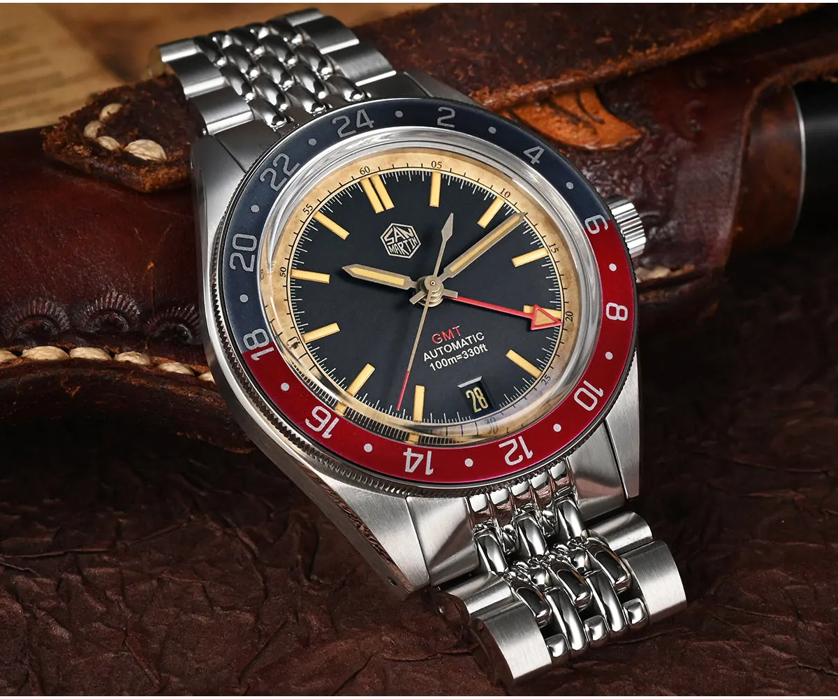 ★Weekly Deals★San Martin Vintage Style NH34 GMT Men Watch SN0116G-V6