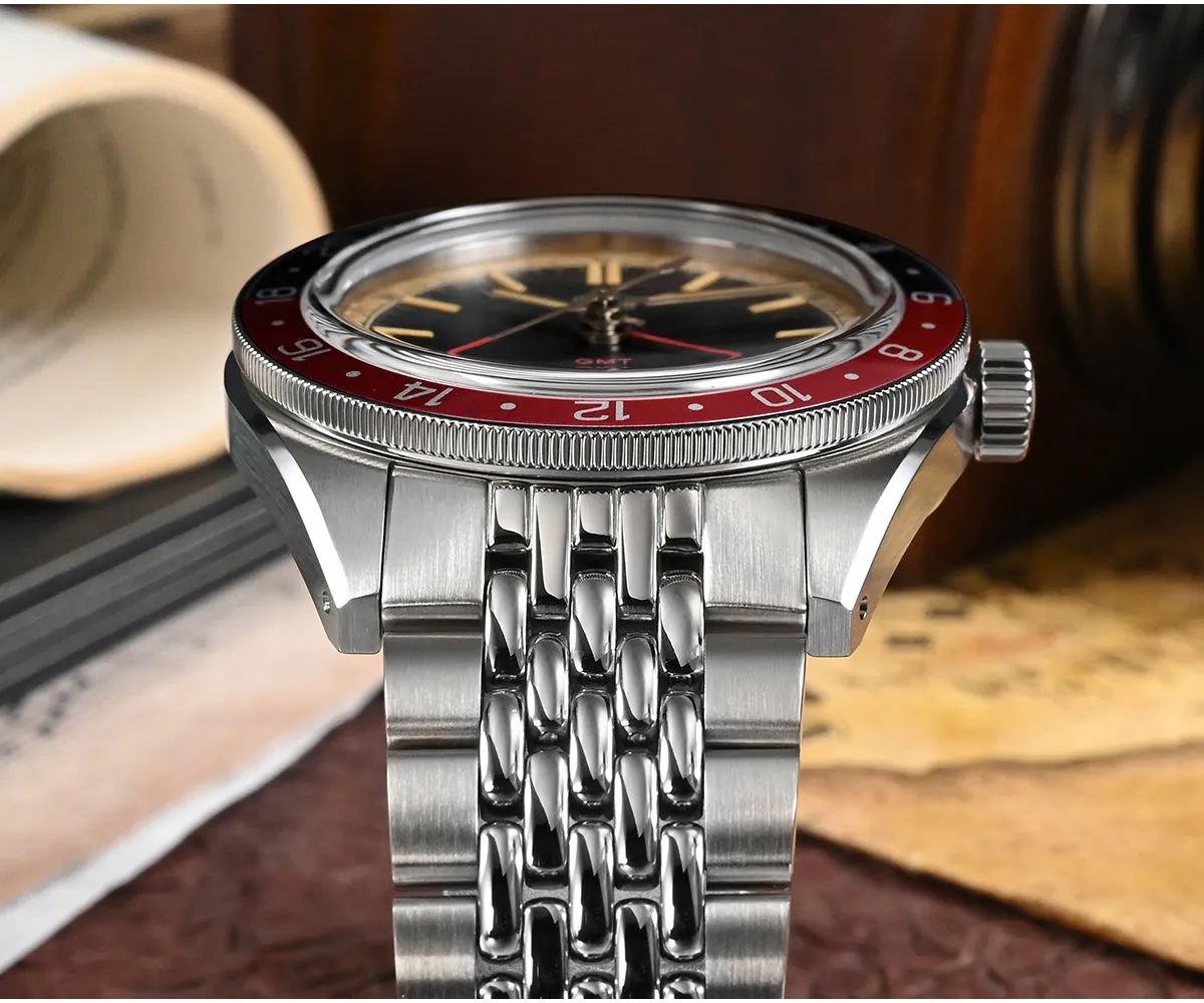 ★Weekly Deals★San Martin Vintage Style NH34 GMT Men Watch SN0116G-V6